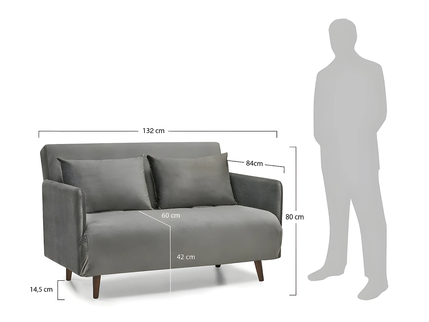 Belushi - Canapé convertible 2 places en velours L120cm - Rouille