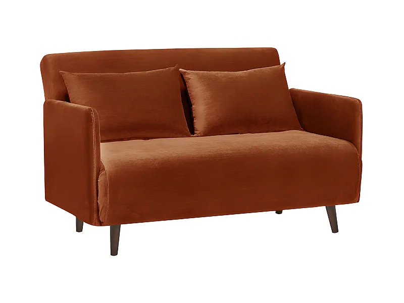 Belushi - Canapé convertible 2 places en velours L120cm - Rouille