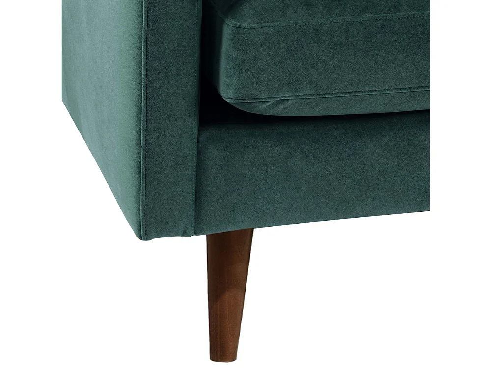 Villabon - Canapé convertible 4 places en velours pieds bois foncé - vert eucalyptus