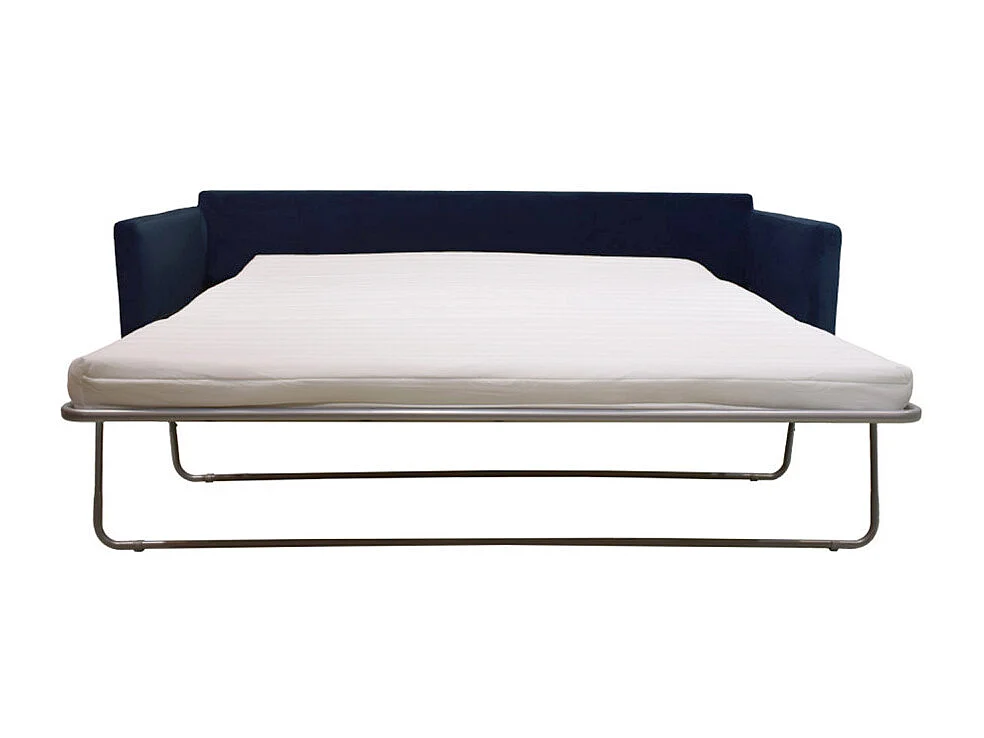 Villabon - Canapé convertible 3 places en velours pieds bois foncé - Bleu marine