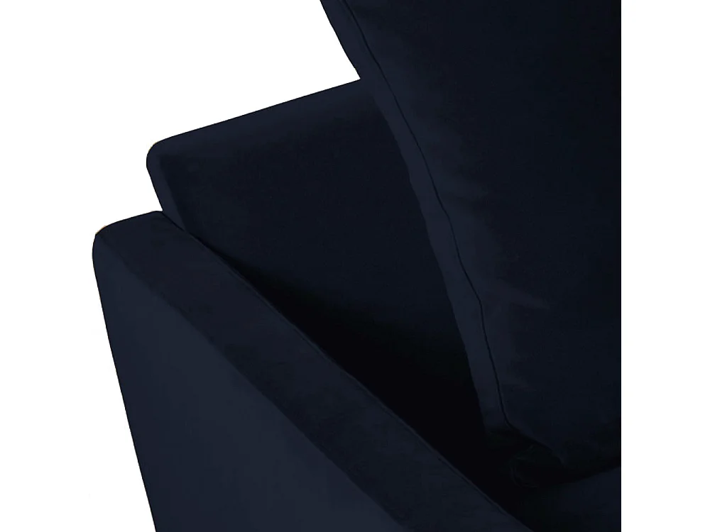 Villabon - Canapé convertible 3 places en velours pieds bois foncé - Bleu marine
