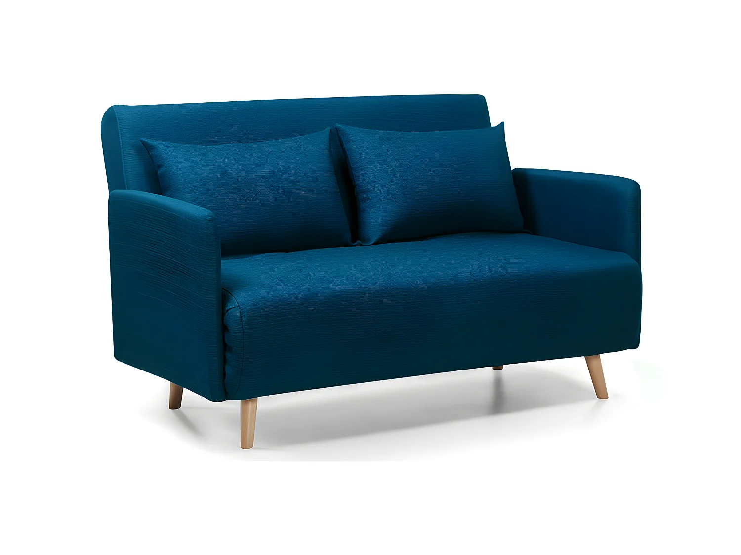 Belushi - Canapé convertible 2 places en tissu L120cm - Couleur - Bleu