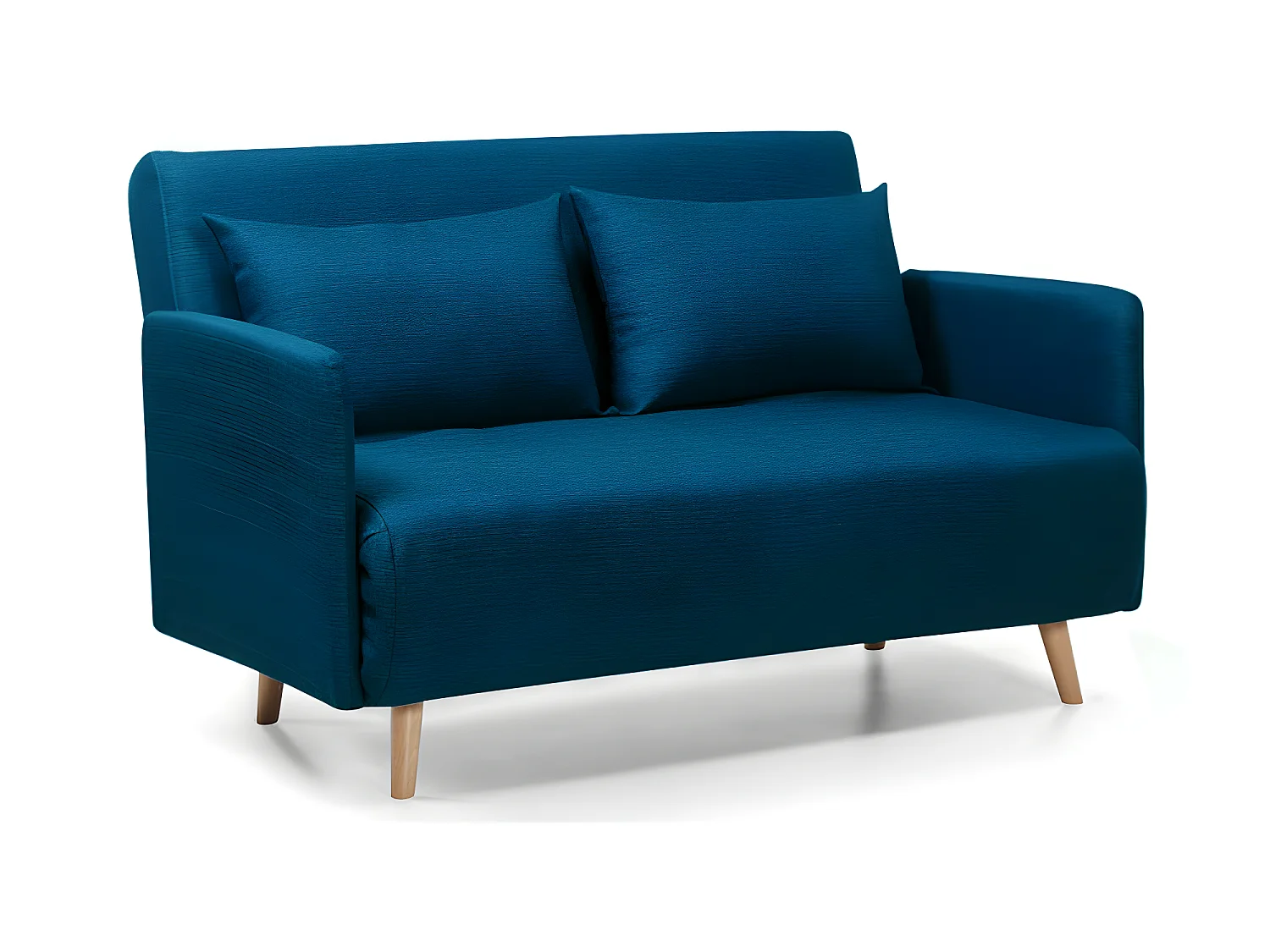 Belushi - Canapé convertible 2 places en tissu L120cm - Couleur - Bleu