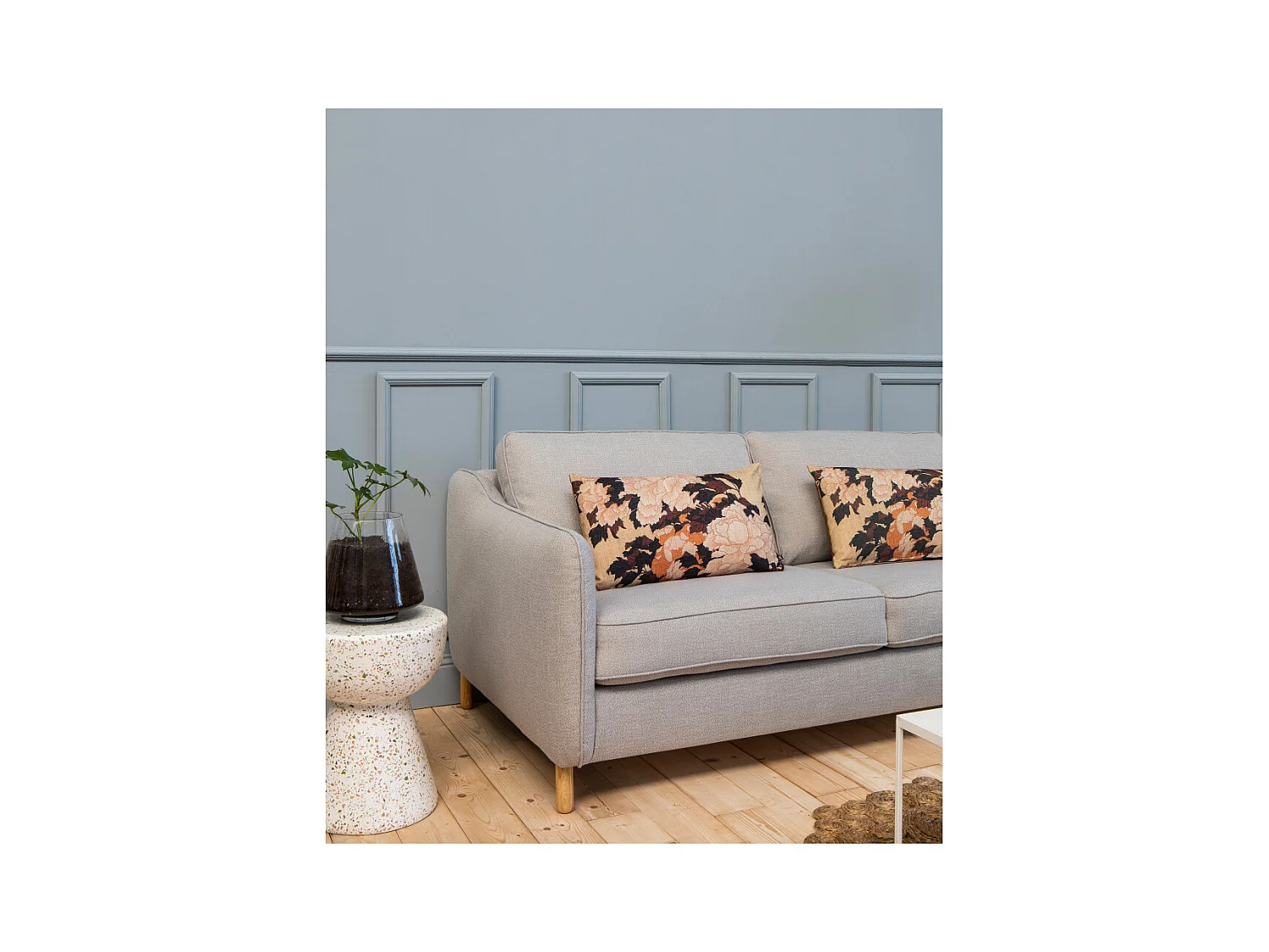 Vornay - Canapé convertible express 2 places en tissu - Gris clair