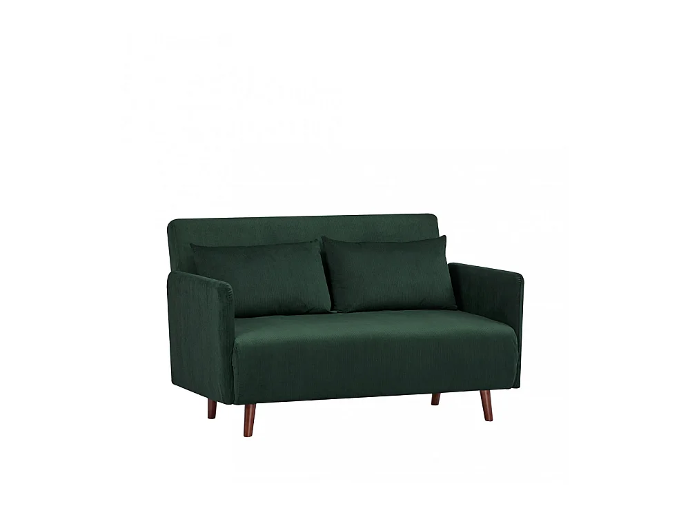 Belushi - Canapé convertible 2 places en velours côtelé L120cm - Vert foncé