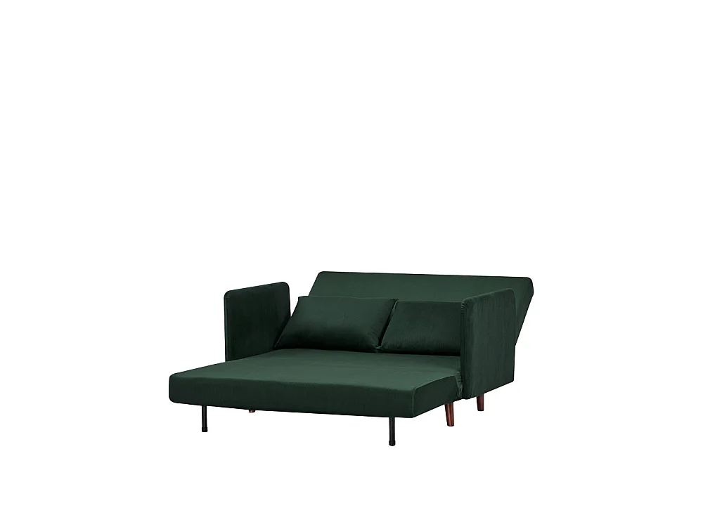 Belushi - Canapé convertible 2 places en velours côtelé L120cm - Vert foncé