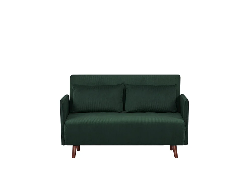 Belushi - Canapé convertible 2 places en velours côtelé L120cm - Vert foncé