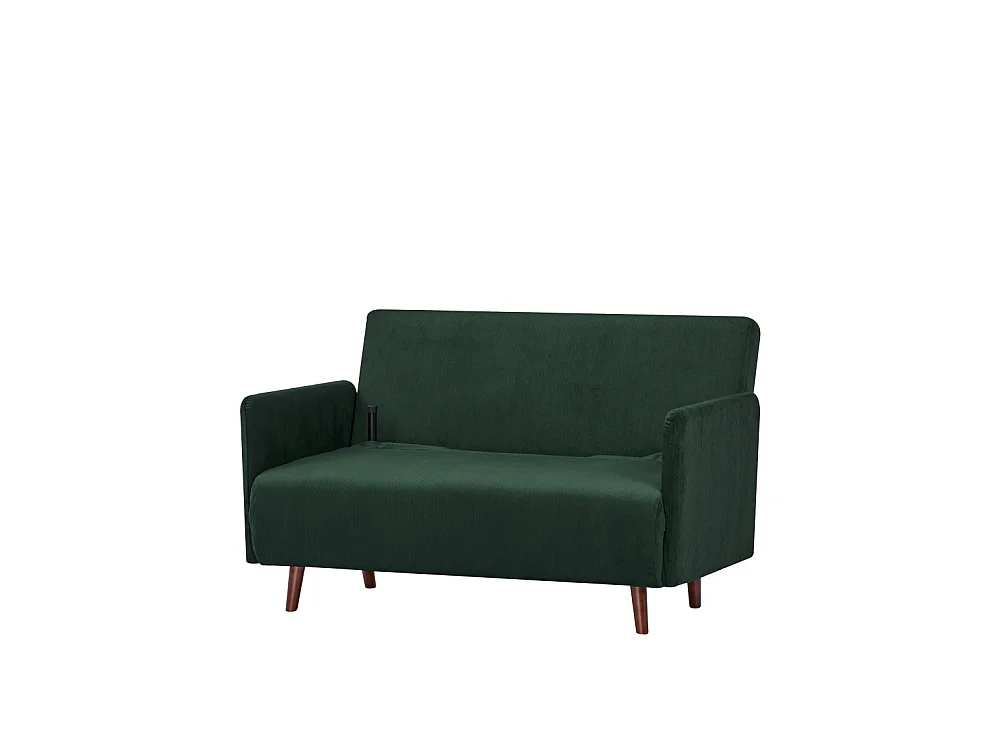Belushi - Canapé convertible 2 places en velours côtelé L120cm - Vert foncé