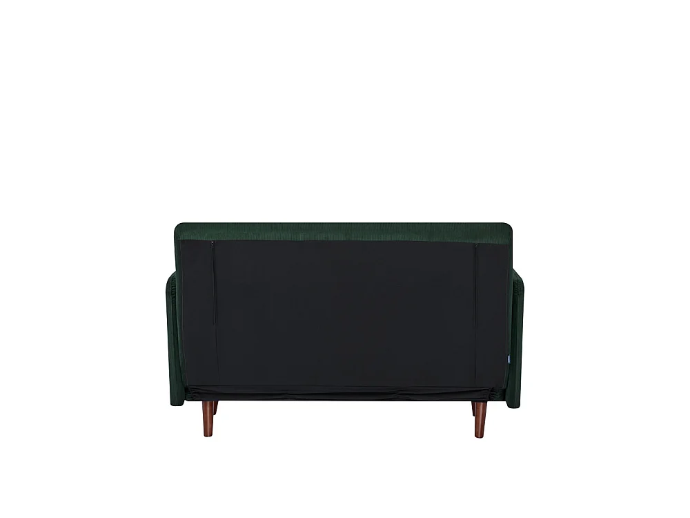 Belushi - Canapé convertible 2 places en velours côtelé L120cm - Vert foncé