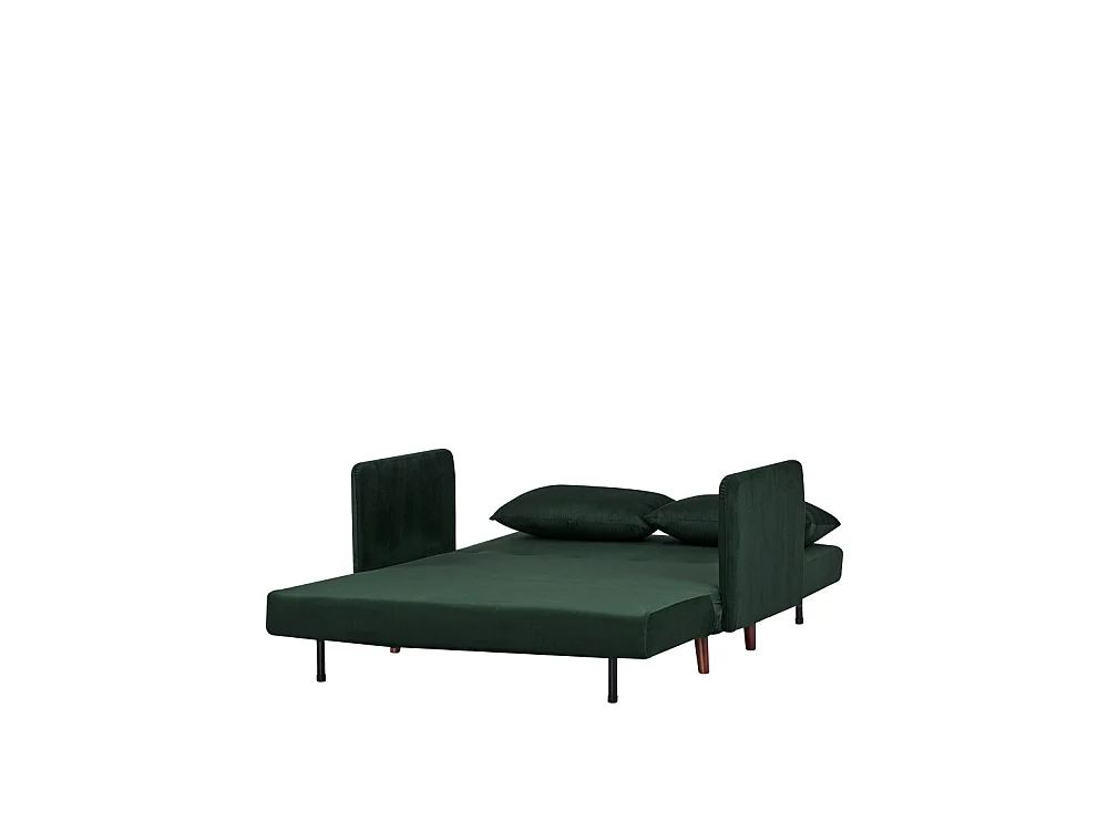 Belushi - Canapé convertible 2 places en velours côtelé L120cm - Vert foncé