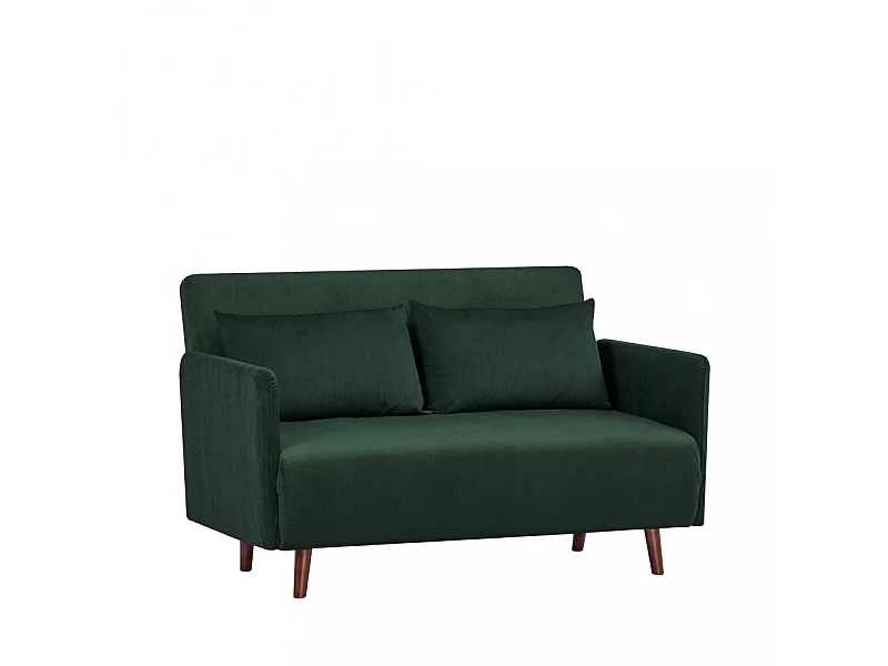 Belushi - Canapé convertible 2 places en velours côtelé L120cm - Vert foncé