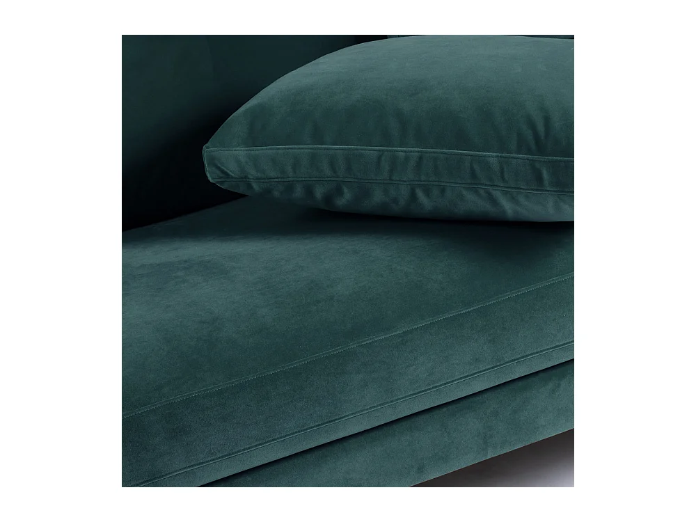 Villabon - Canapé convertible 4 places en velours pieds épingles noirs - vert eucalyptus