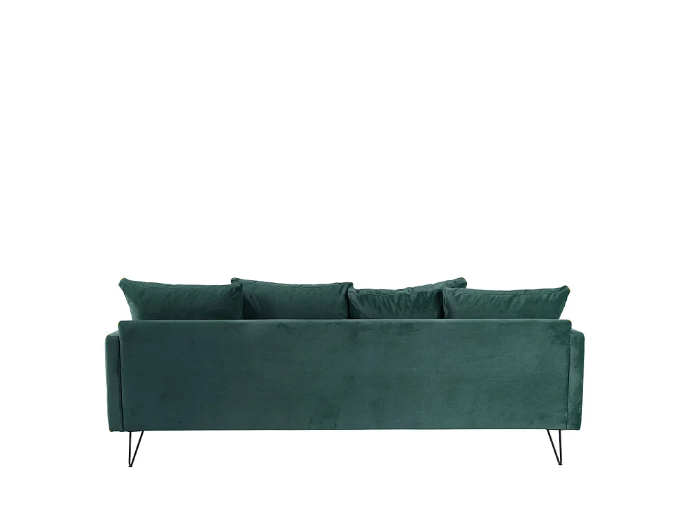 Villabon - Canapé convertible 4 places en velours pieds épingles noirs - vert eucalyptus