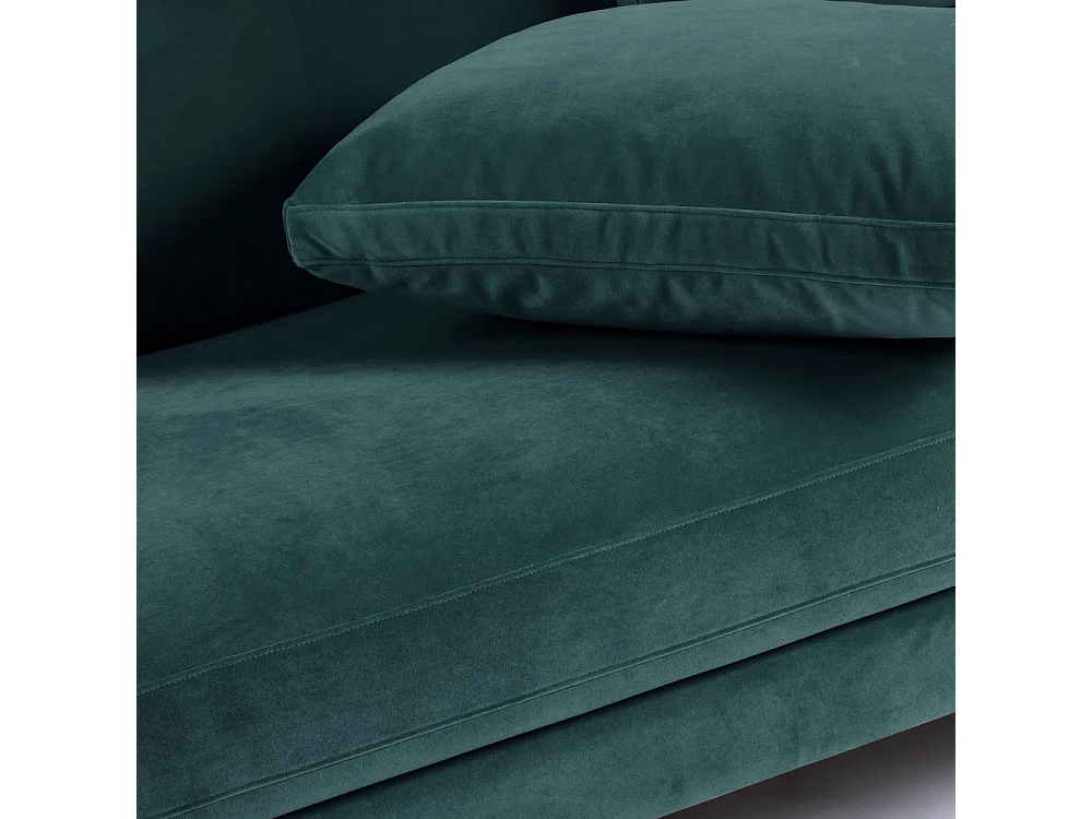 Villabon - Canapé convertible 4 places en velours pieds épingles noirs - vert eucalyptus