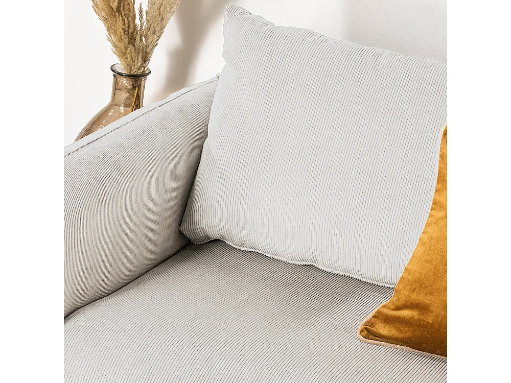 Wiame - Canapé convertible 2,5 places en velours côtelé - Ecru