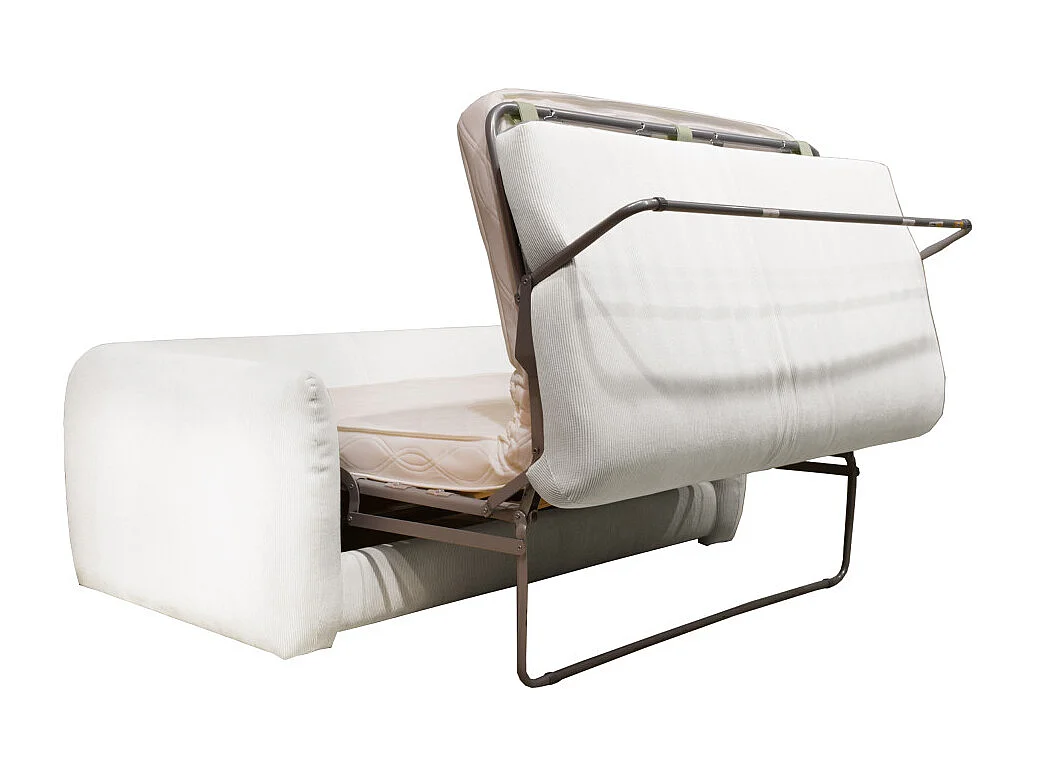 Wiame - Canapé convertible 2,5 places en velours côtelé - Ecru