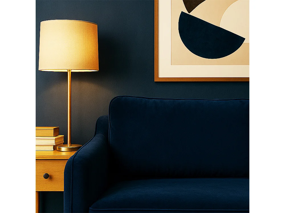 Vornay - Canapé convertible express 3 places en velours - Bleu nuit