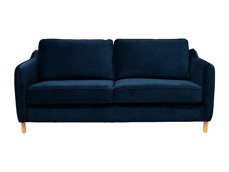 Vornay - Canapé convertible express 3 places en velours - Bleu nuit