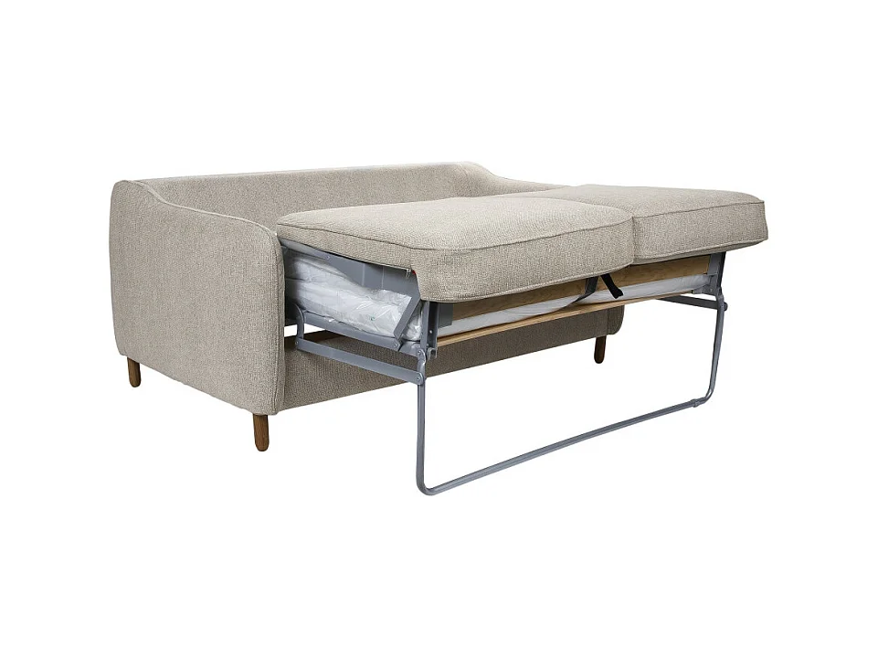 Vornay - Canapé convertible express 2 places en tissu pieds bois foncé - Naturel chiné