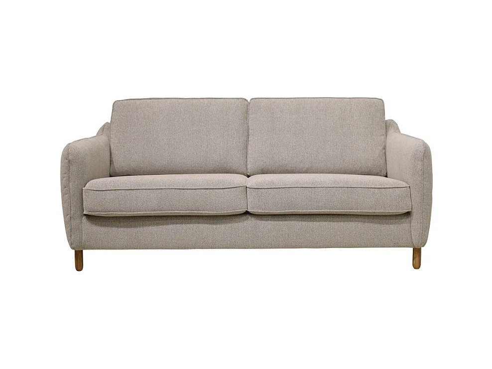 Vornay - Canapé convertible express 3 places en tissu pieds bois foncé - Naturel chiné