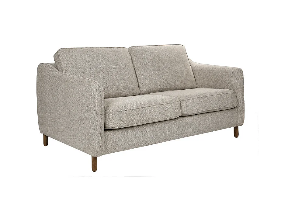 Vornay - Canapé convertible express 3 places en tissu pieds bois foncé - Naturel chiné