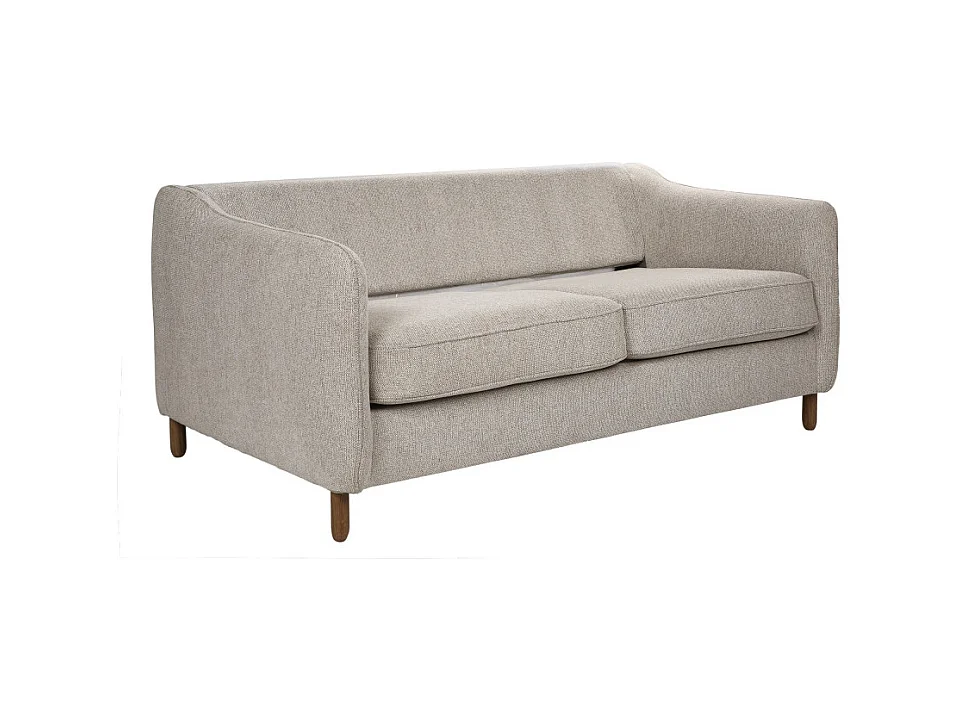 Vornay - Canapé convertible express 3 places en tissu pieds bois foncé - Naturel chiné