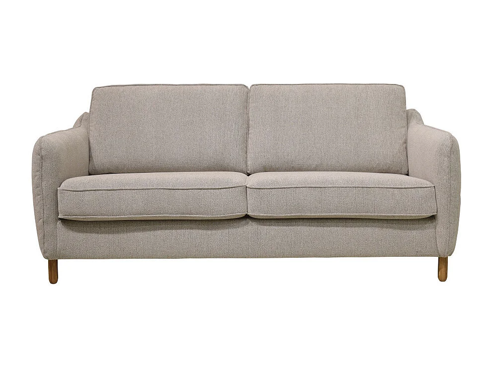 Vornay - Canapé convertible express 3 places en tissu pieds bois foncé - Naturel chiné