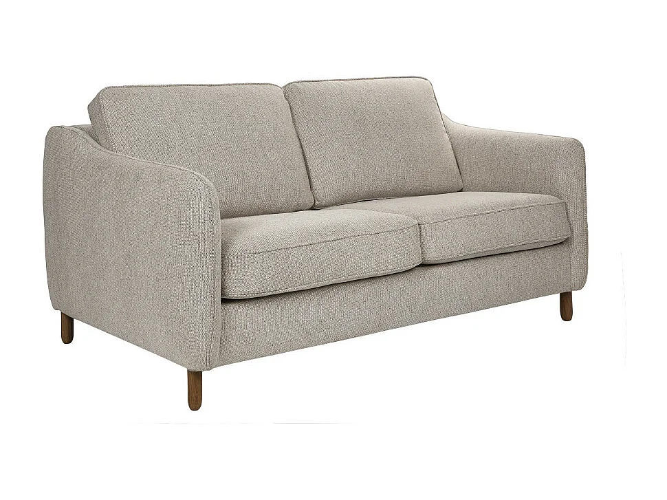 Vornay - Canapé convertible express 3 places en tissu pieds bois foncé - Naturel chiné