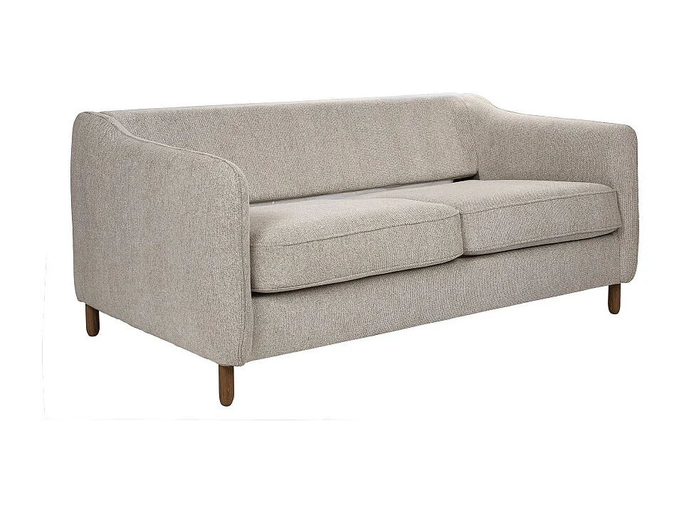 Vornay - Canapé convertible express 3 places en tissu pieds bois foncé - Naturel chiné