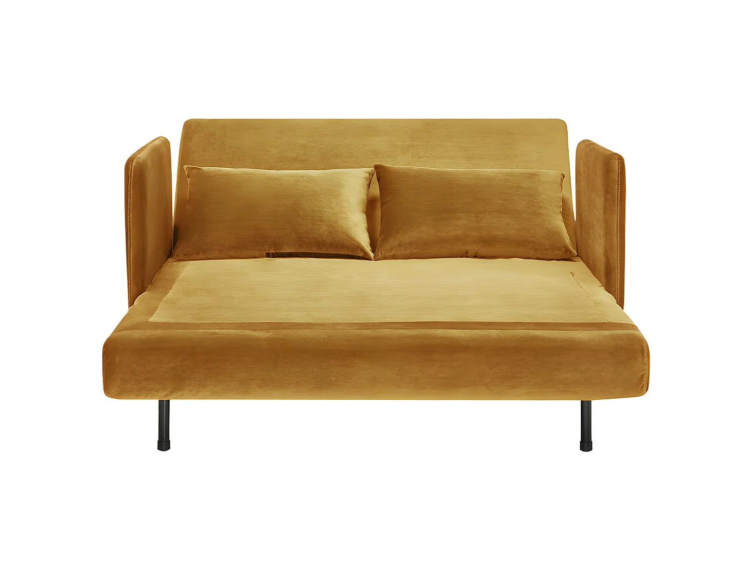 Belushi - Canapé convertible 2 places en velours L120cm - Jaune moutarde