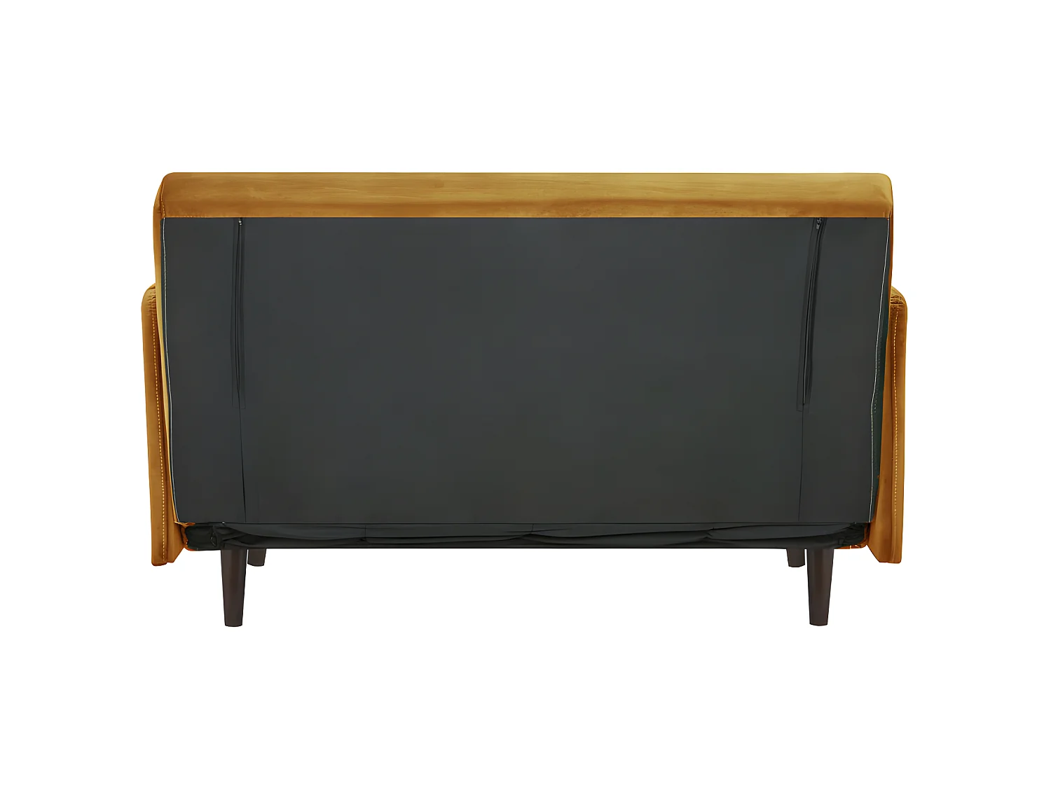 Belushi - Canapé convertible 2 places en velours L120cm - Jaune moutarde