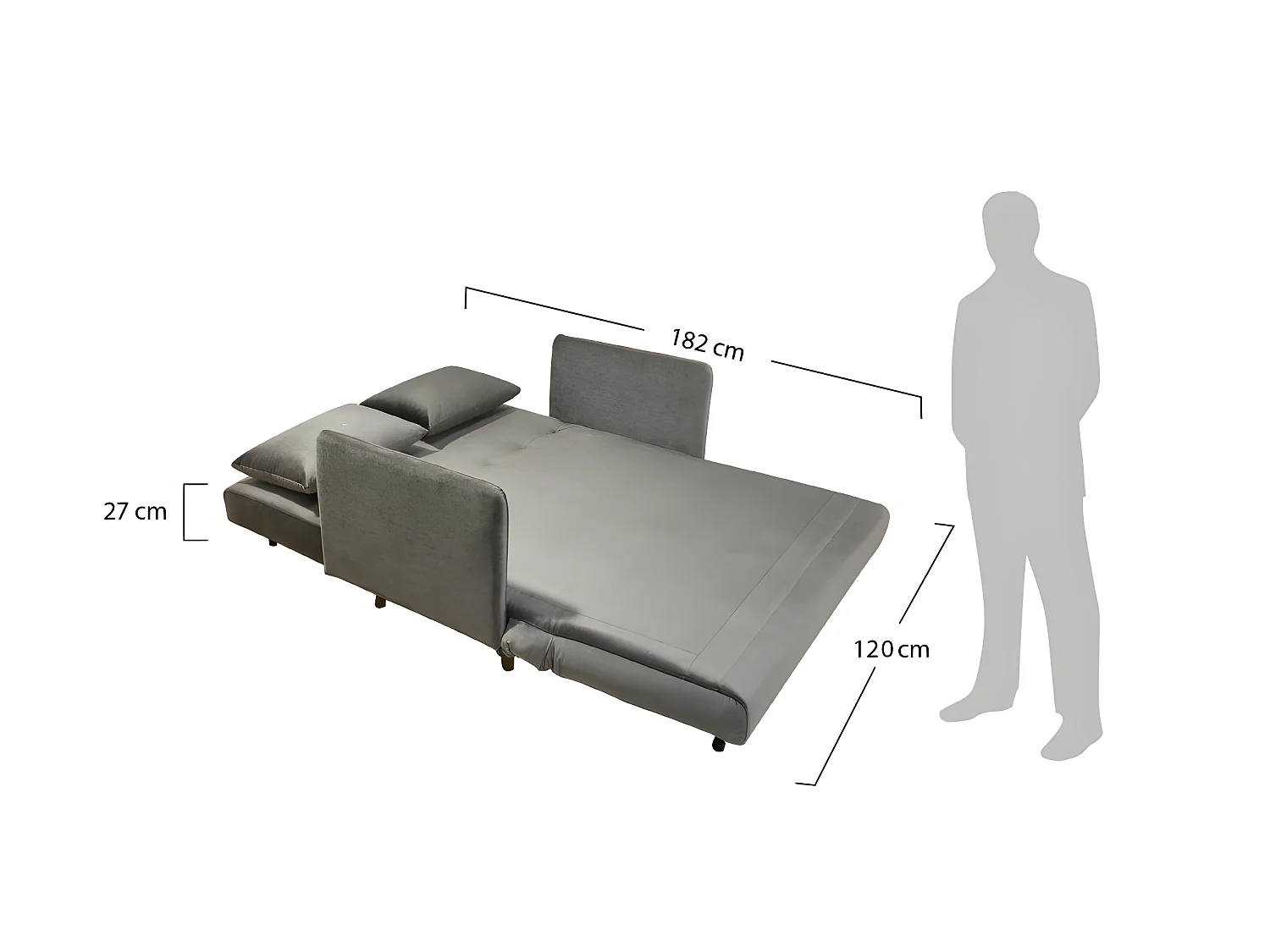 Belushi - Canapé convertible 2 places en velours L120cm - Jaune moutarde