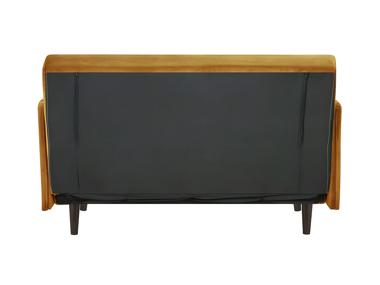 Belushi - Canapé convertible 2 places en velours L120cm - Jaune moutarde