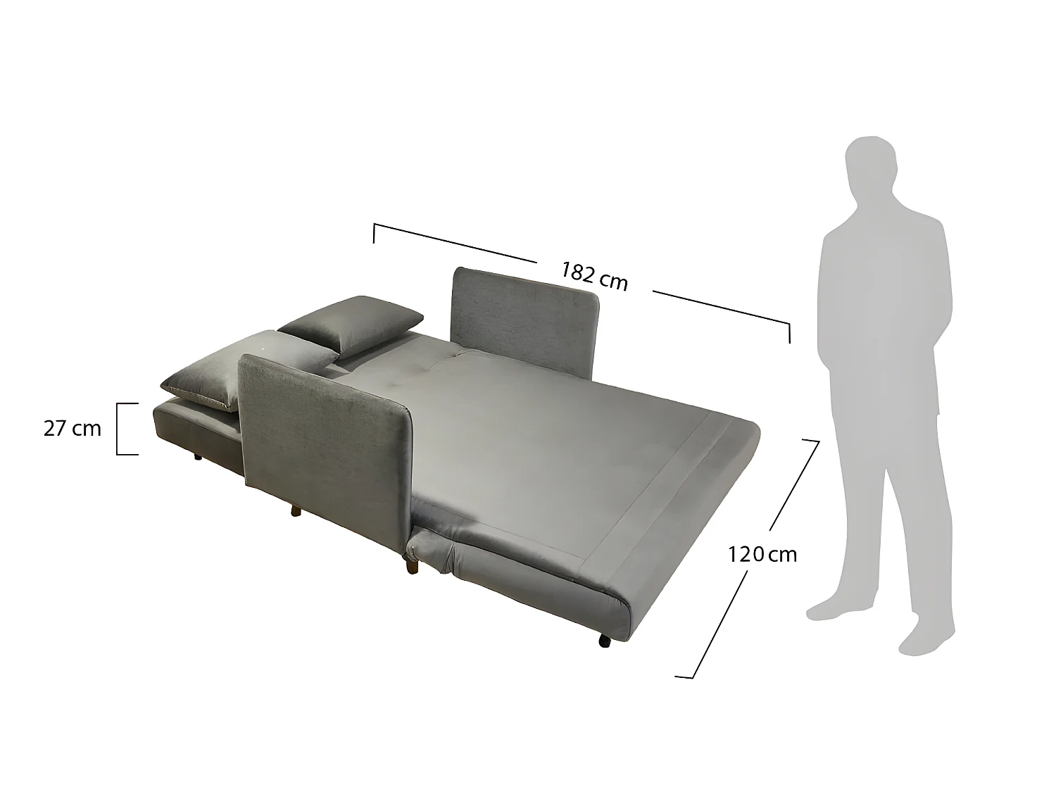 Belushi - Canapé convertible 2 places en velours L120cm - Jaune moutarde