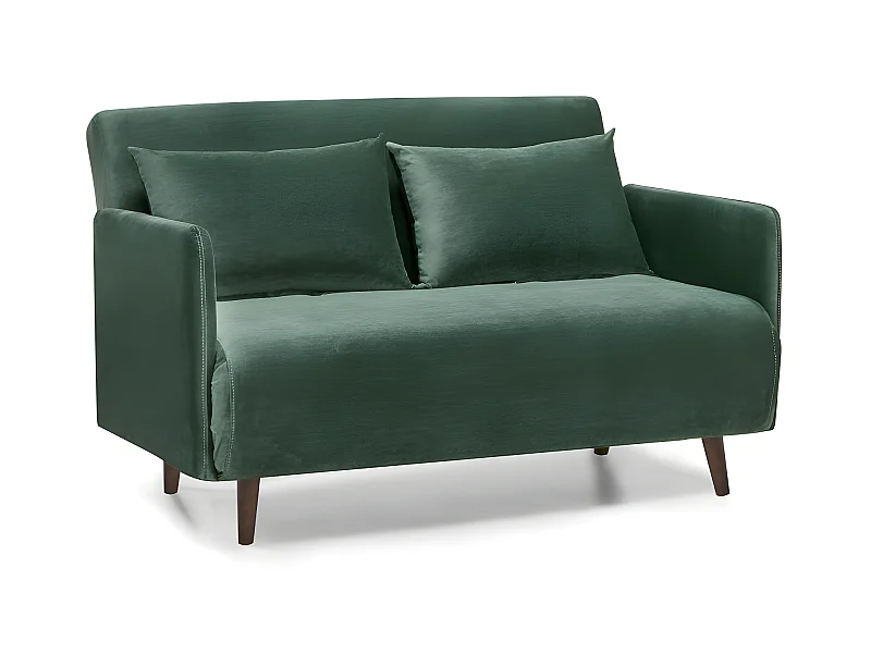 Belushi - Canapé convertible 2 places en velours L120cm - Vert forêt