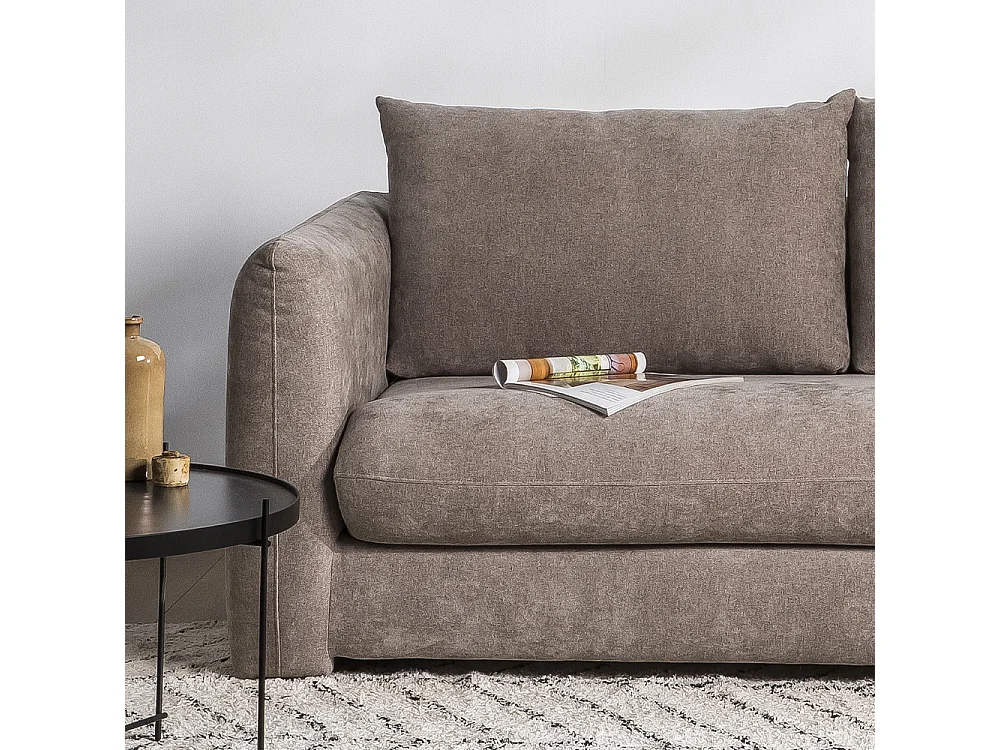 Wiame - Canapé convertible 2,5 places en tissu - Taupe