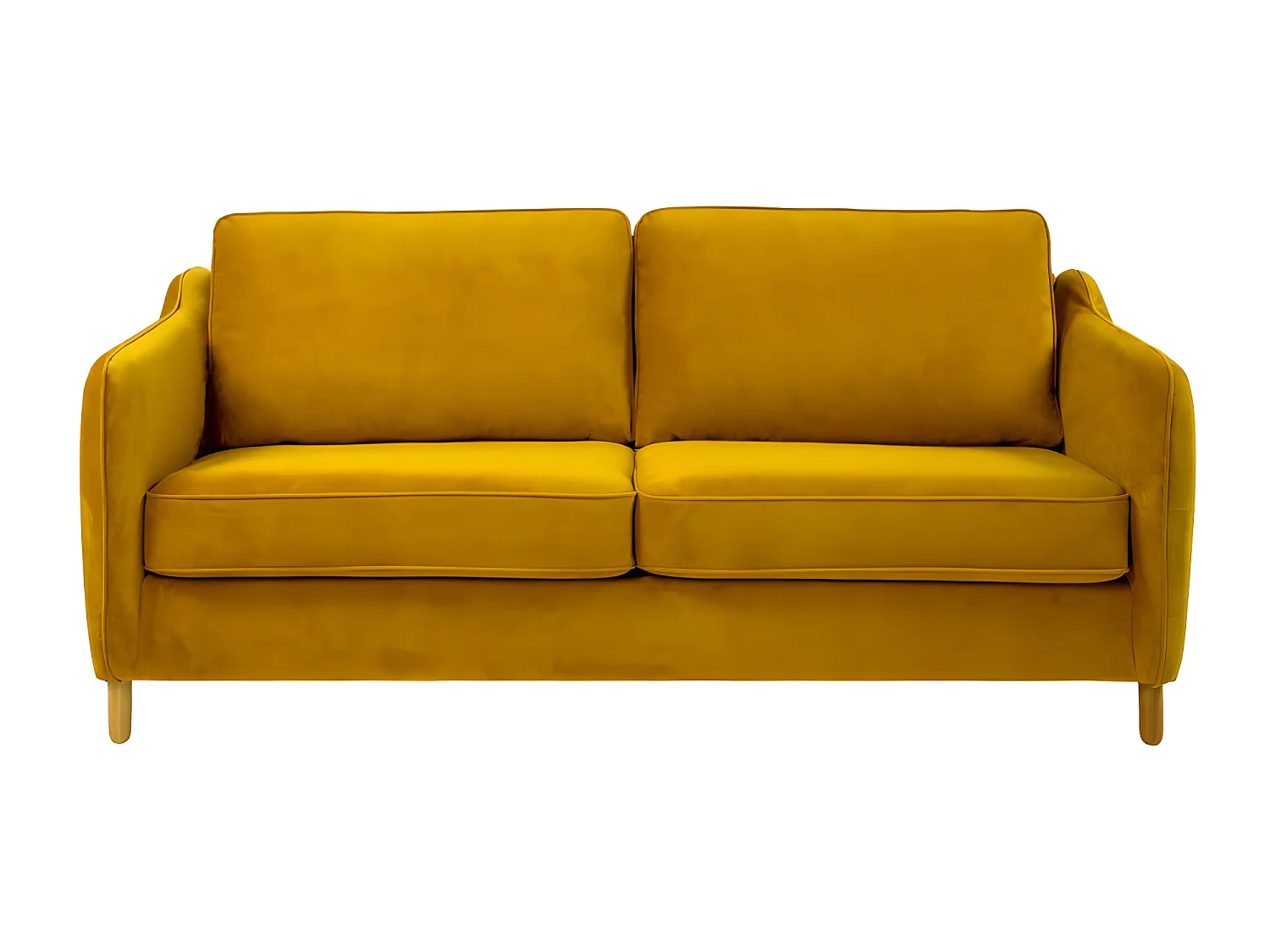 Vornay - Canapé convertible express 3 places en velours - Jaune moutarde