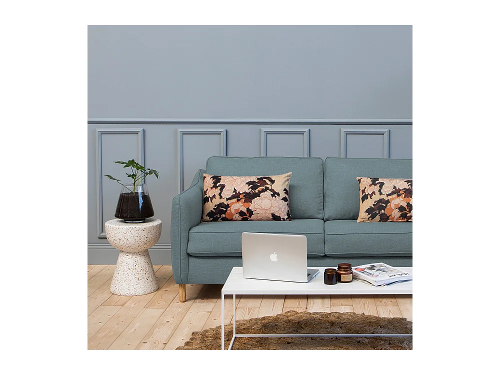 Vornay - Canapé convertible express 3 places en tissu - Bleu pétrole