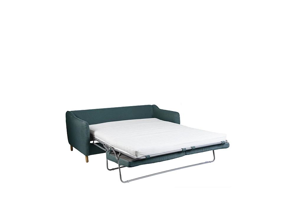 Vornay - Canapé convertible express 3 places en tissu - Bleu pétrole