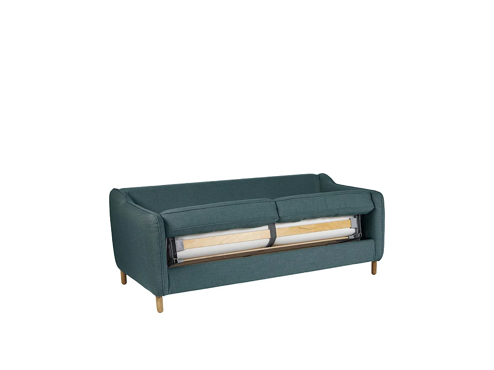 Vornay - Canapé convertible express 3 places en tissu - Bleu pétrole