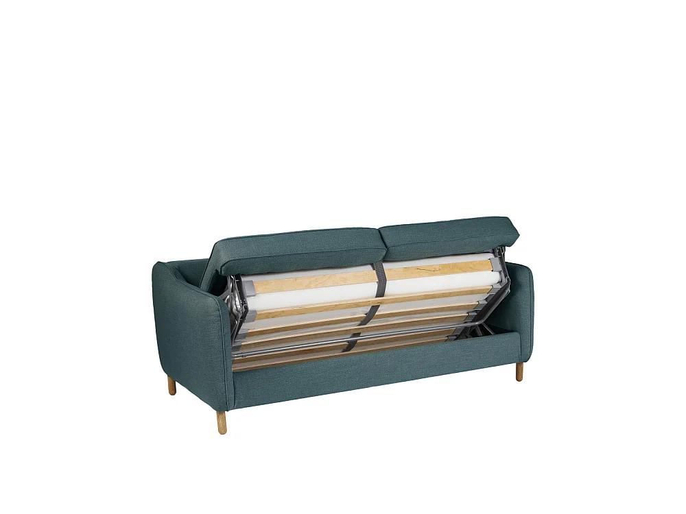 Vornay - Canapé convertible express 3 places en tissu - Bleu pétrole