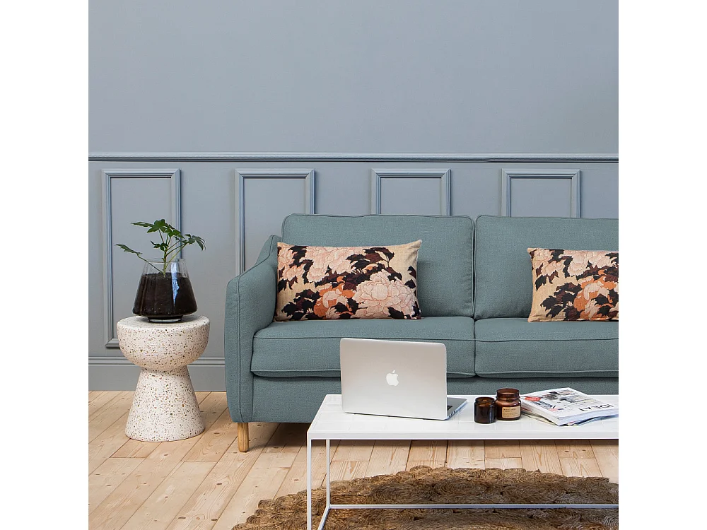 Vornay - Canapé convertible express 3 places en tissu - Bleu pétrole