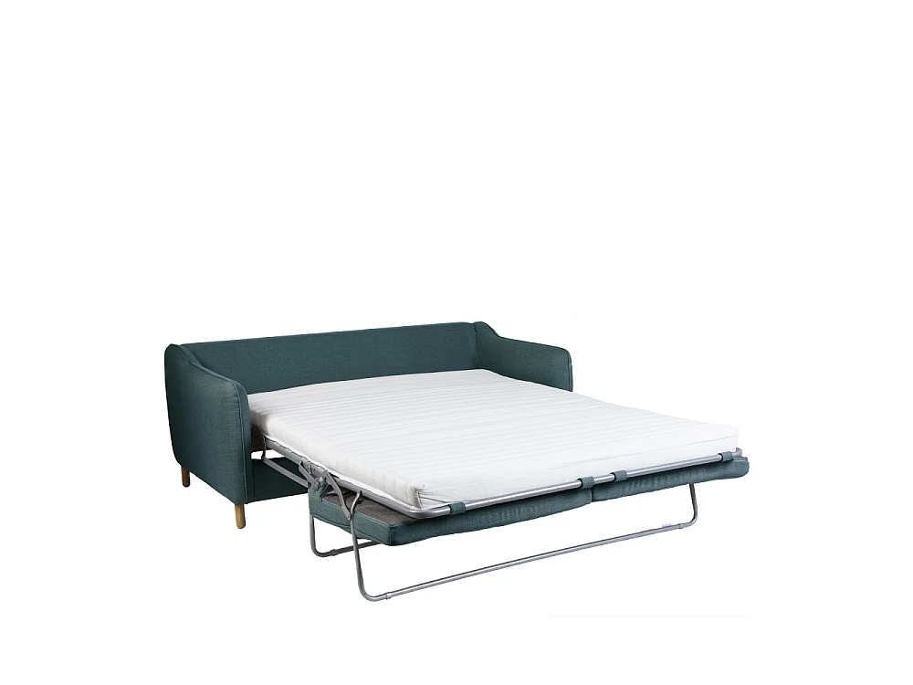 Vornay - Canapé convertible express 3 places en tissu - Bleu pétrole