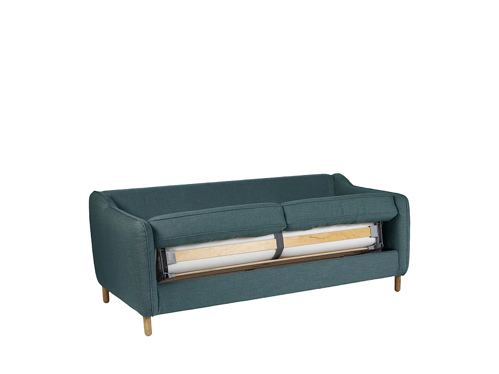 Vornay - Canapé convertible express 3 places en tissu - Bleu pétrole