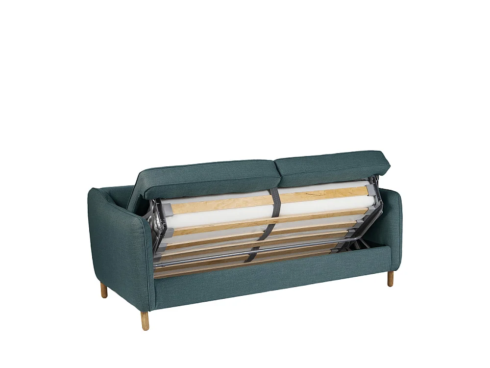 Vornay - Canapé convertible express 3 places en tissu - Bleu pétrole