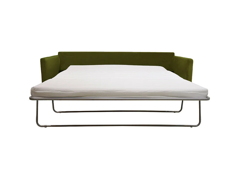 Villabon - Canapé convertible 4 places en velours pieds bois foncé - Vert olive