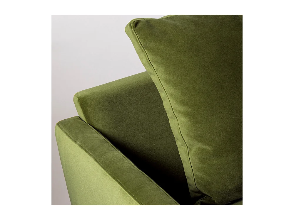 Villabon - Canapé convertible 4 places en velours pieds bois foncé - Vert olive