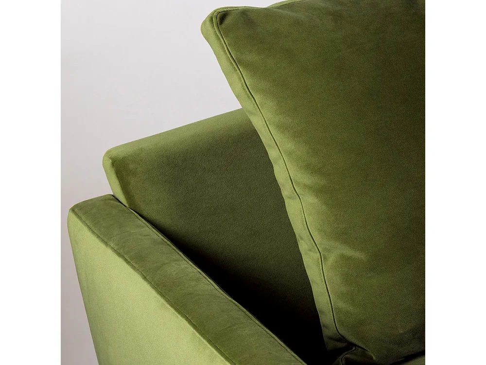 Villabon - Canapé convertible 4 places en velours pieds bois foncé - Vert olive