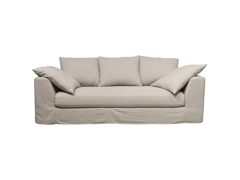 Amany - Canapé convertible 3 places entièrement déhoussable en tissu - Couleur - Naturel