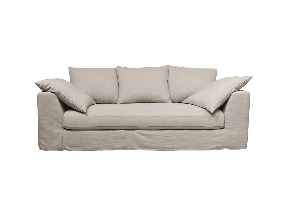 Amany - Canapé convertible 3 places entièrement déhoussable en tissu - Couleur - Naturel